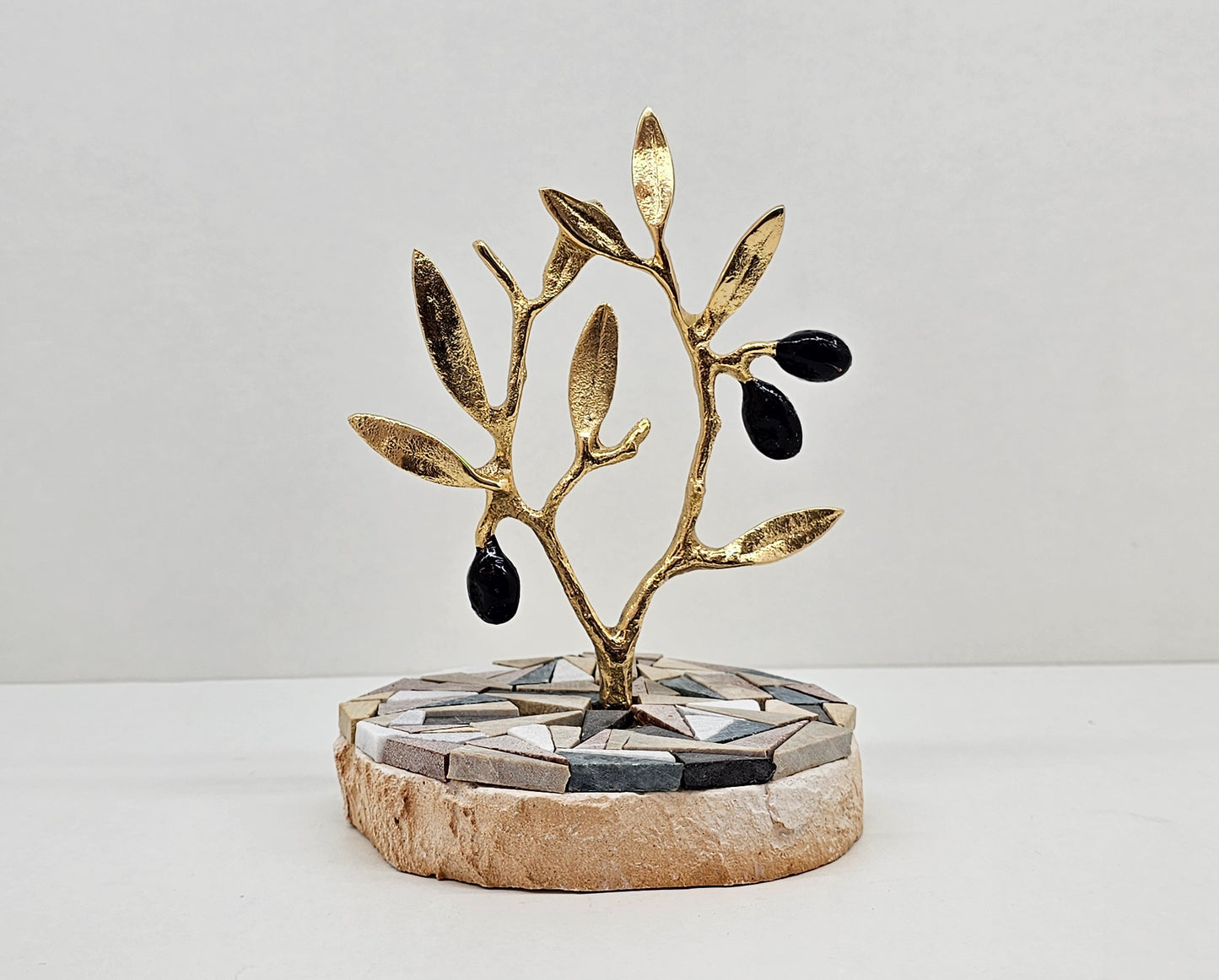 Metallic Olive Tree with Mosaic Base
