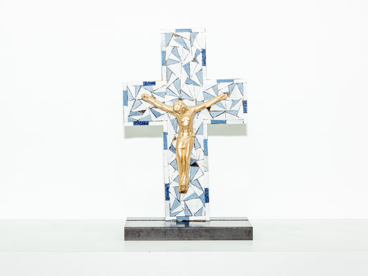 Blue Galilee Mosaic Crucifix