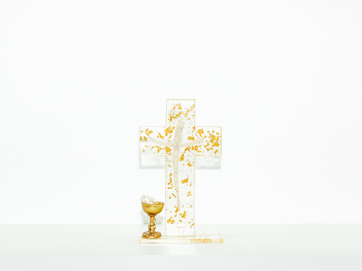 Golden Resin Mosaic Cross