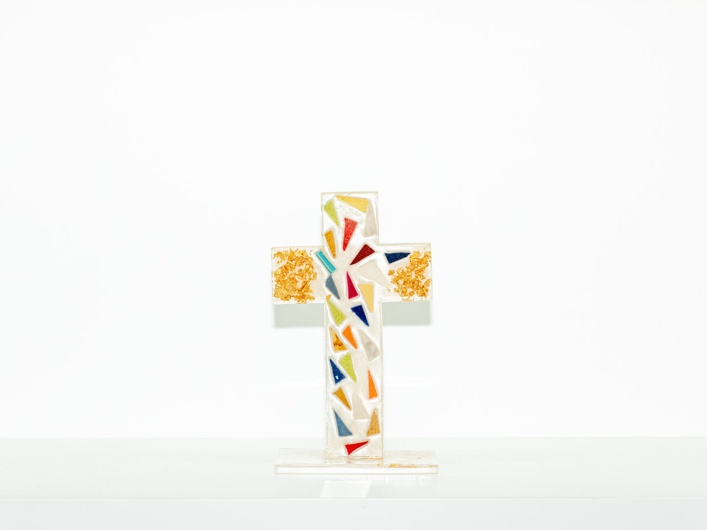 Golden Resin Mosaic Cross