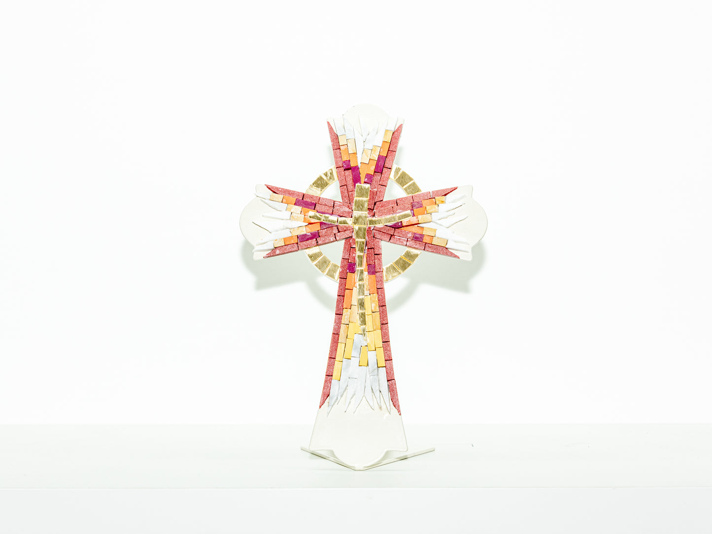 Gold Ring Metal Mosaic Cross