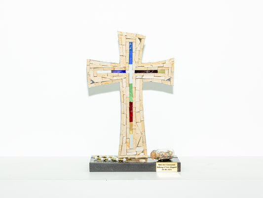 Natural Stone & Vitrail Mosaic Cross